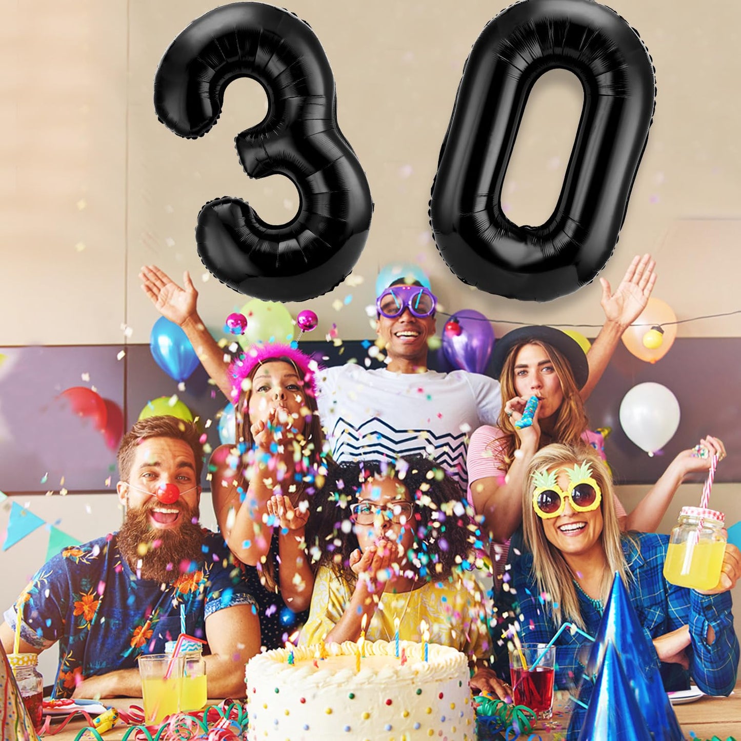 42 Inch Number 30 Balloons Jumbo 30 Foil Party Balloons Giant Number 30 Balloons For 30Th Birthday Party Decorations And 30Th Anniversary Event (Black)
