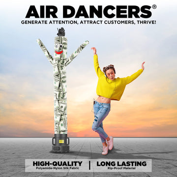 LookOurWay Air Dancers Inflatable Tube Man Set - 7ft Tall Wacky Waving Inflatable Dancing Tube Guy with Weather Resistant Blower - Character Money Theme - Billionaire