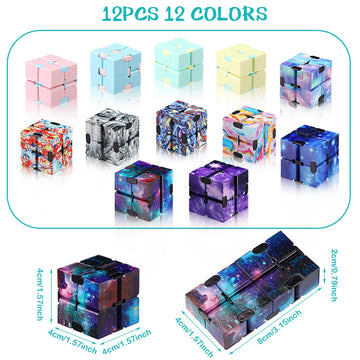 12 Pieces Mini Cube Blocks Desk Toy Magic Sensory Tool Blocks Puzzle Flip Cube For Teens Adults Birthday Favors