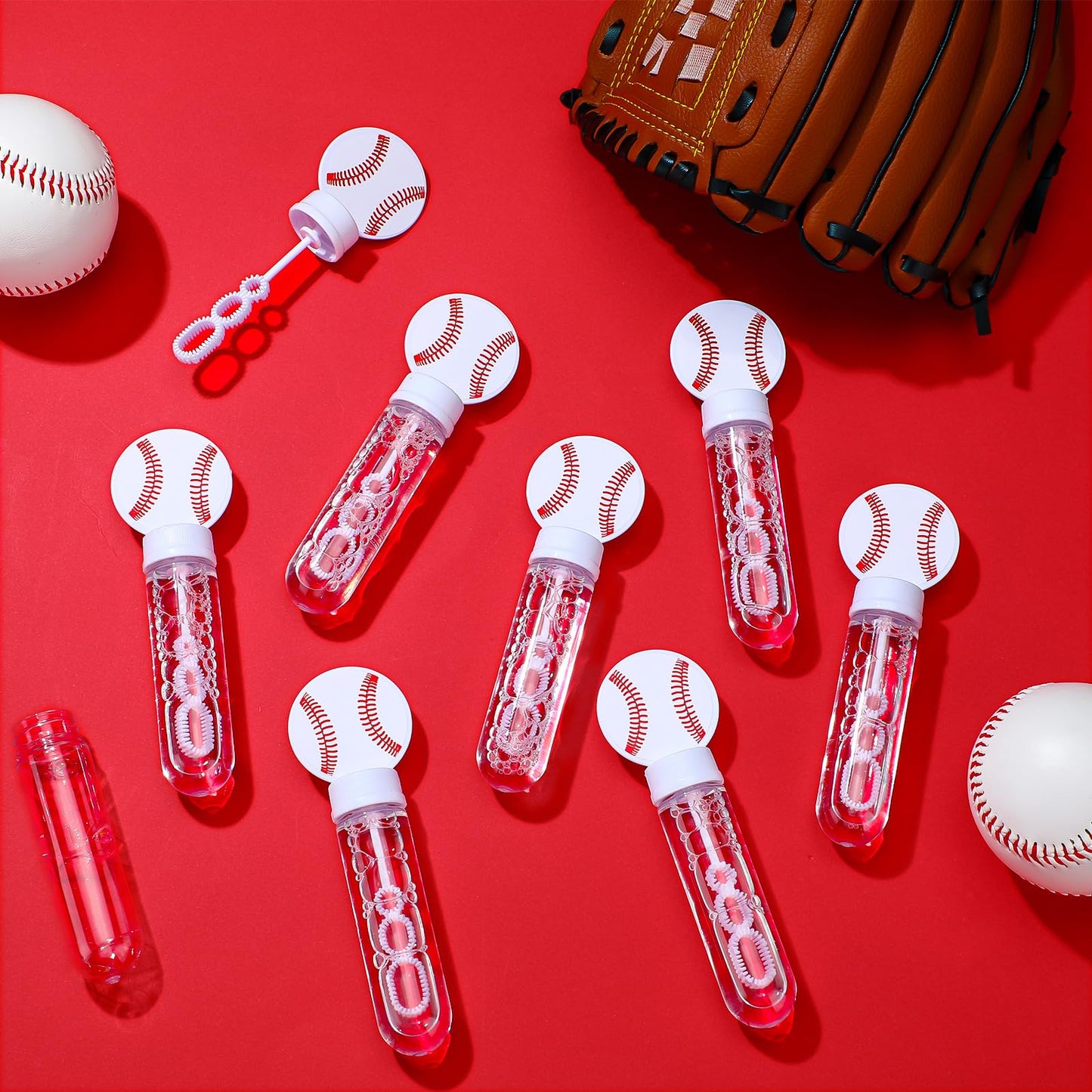 Pullcrease 16 Pcs Baseball Bubble Wands Party Favors Baseball Gifts Birthday Bubble Wand Bulk Baseball Party Decorations Basebal
