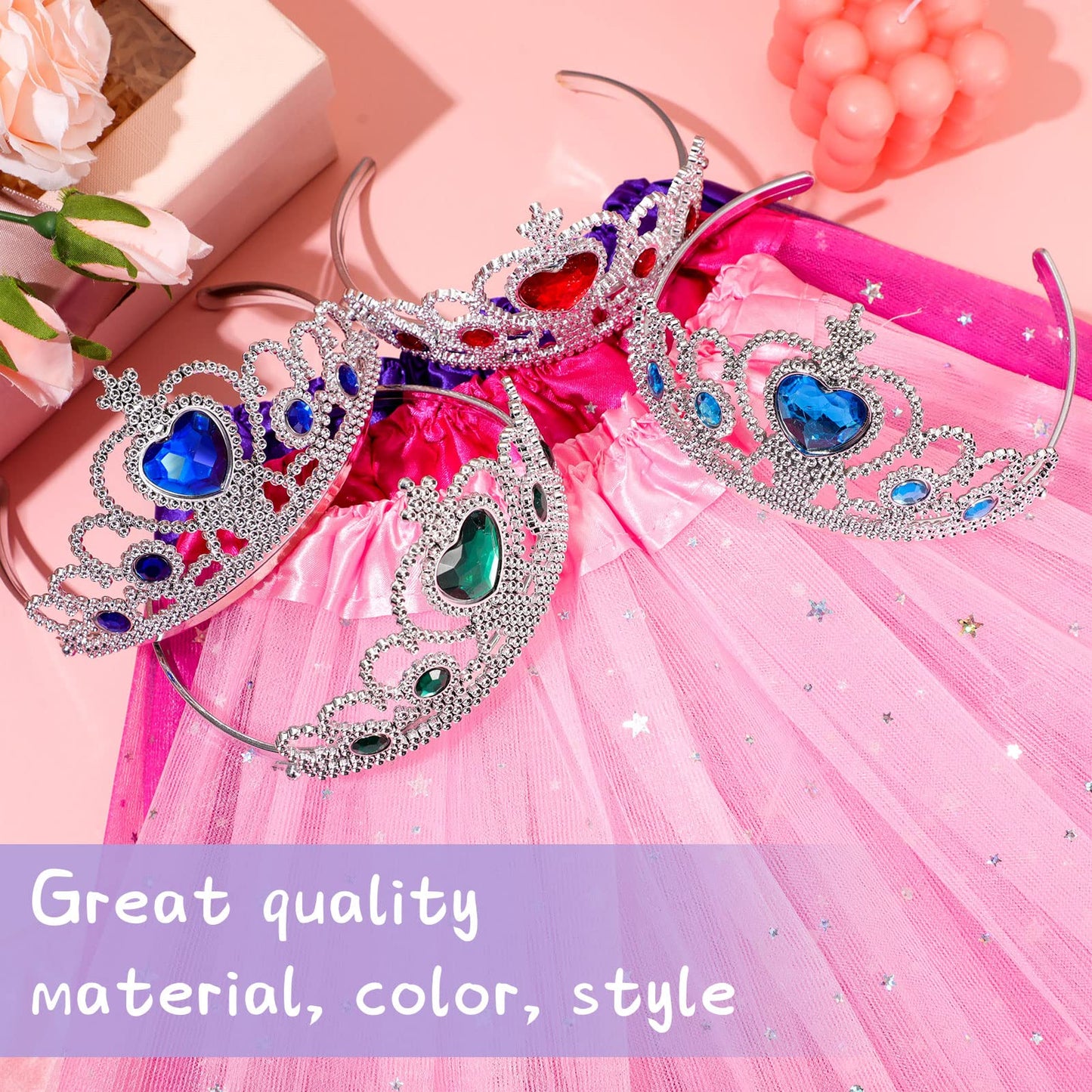 Zhanmai Tutu Outfit, 16 Sets Princess Tiara & Ballet Skirt For Girls' Costume, Birthday Party Favors