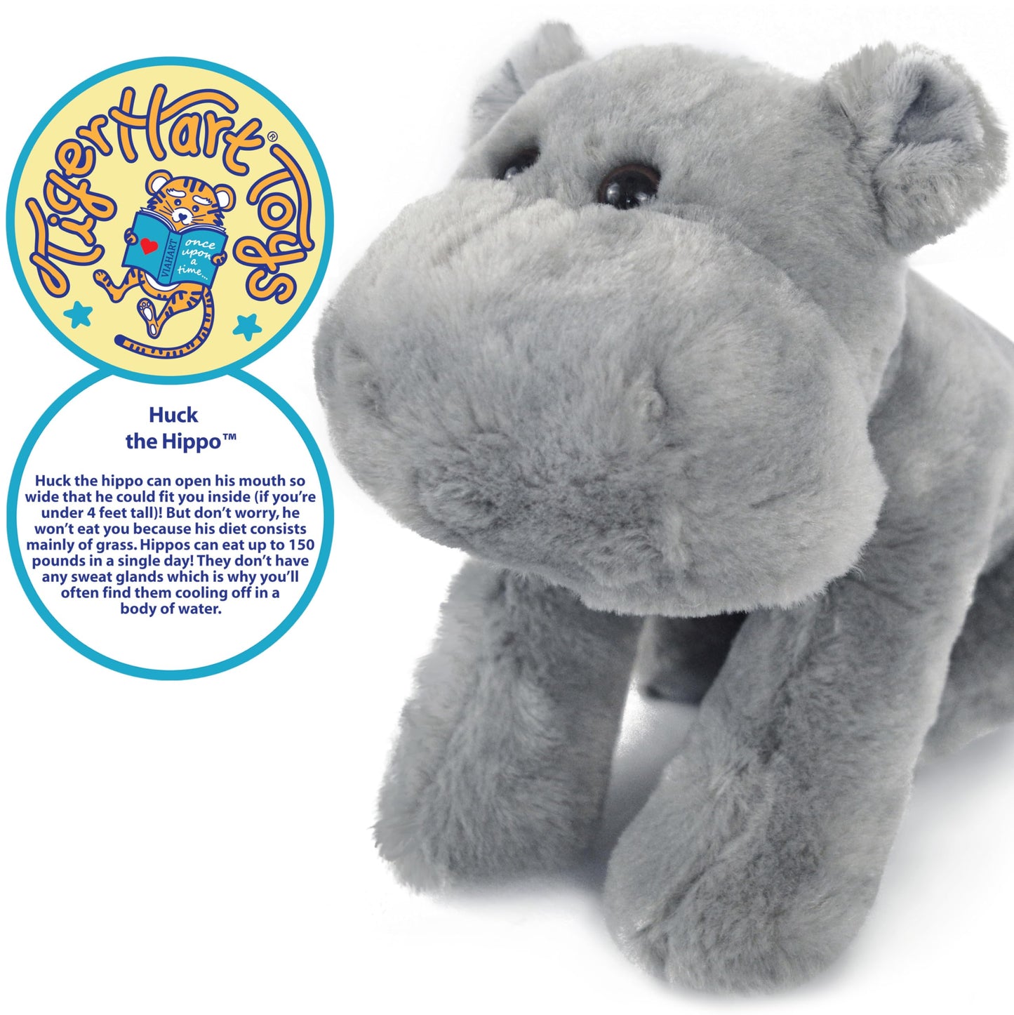 Tigerhart Huck The Hippo - 12 Inch Stuffed Animal Plush