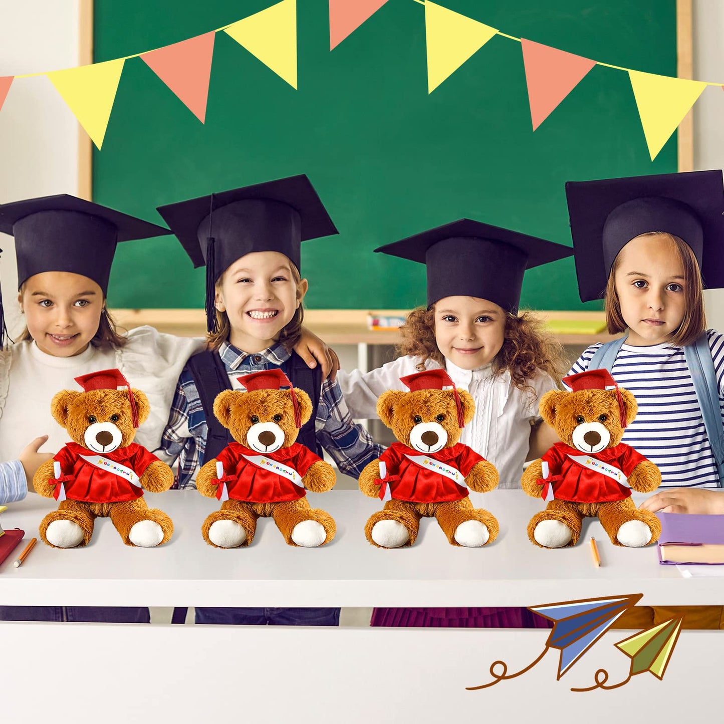 Sotiff 2 Pcs Graduation Bear Plush Stuffed Toy Bear Graduation Gifts Doll Stuffed with Grad Cap for Preschool Kindergarten Colle