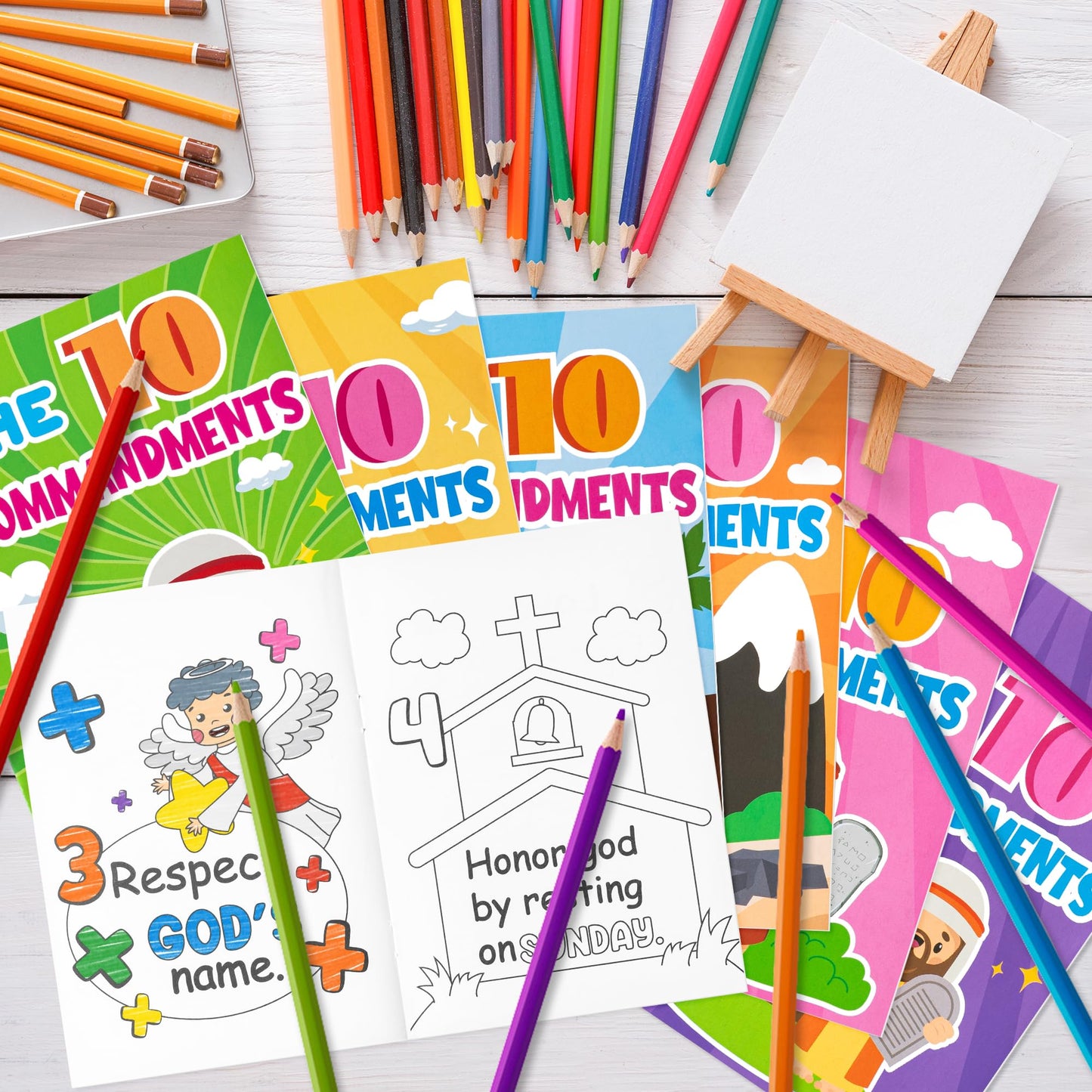 Japbor The Ten Commandments Coloring Books - 24Pcs Christian Coloring Books Bulk 10 Commandments Crafts For Kids, Religious Part