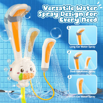 Baby Bath Toys, Rabbit Electric Bathtub Toys With Shower Heads, 3 Spray Modes, Diy Water Slippery Slide Track, No Hole Floating