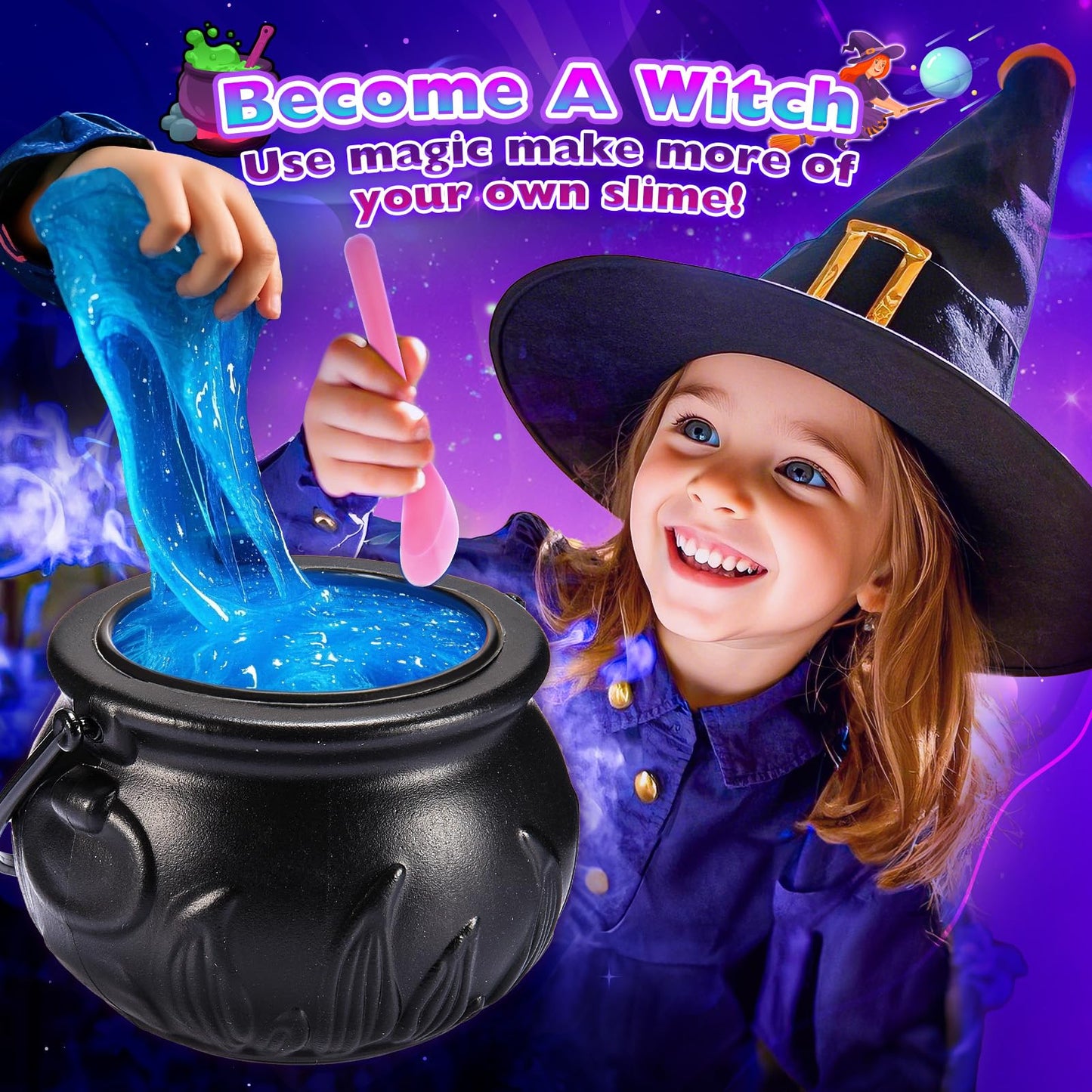 Slime Kit For Girls, Magic Galaxy Slime Making Kit With Magic Sticker,Making Butter Slimes Dark Powder To Make Glitter & Galacti