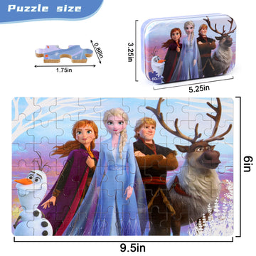 Mzzotoy Puzzles For Kids Ages 4-8, 60 Pieces Puzzles For Kids Ages 3-5 In A Metal Box Girls And Boys Learning Educational Jigsaw