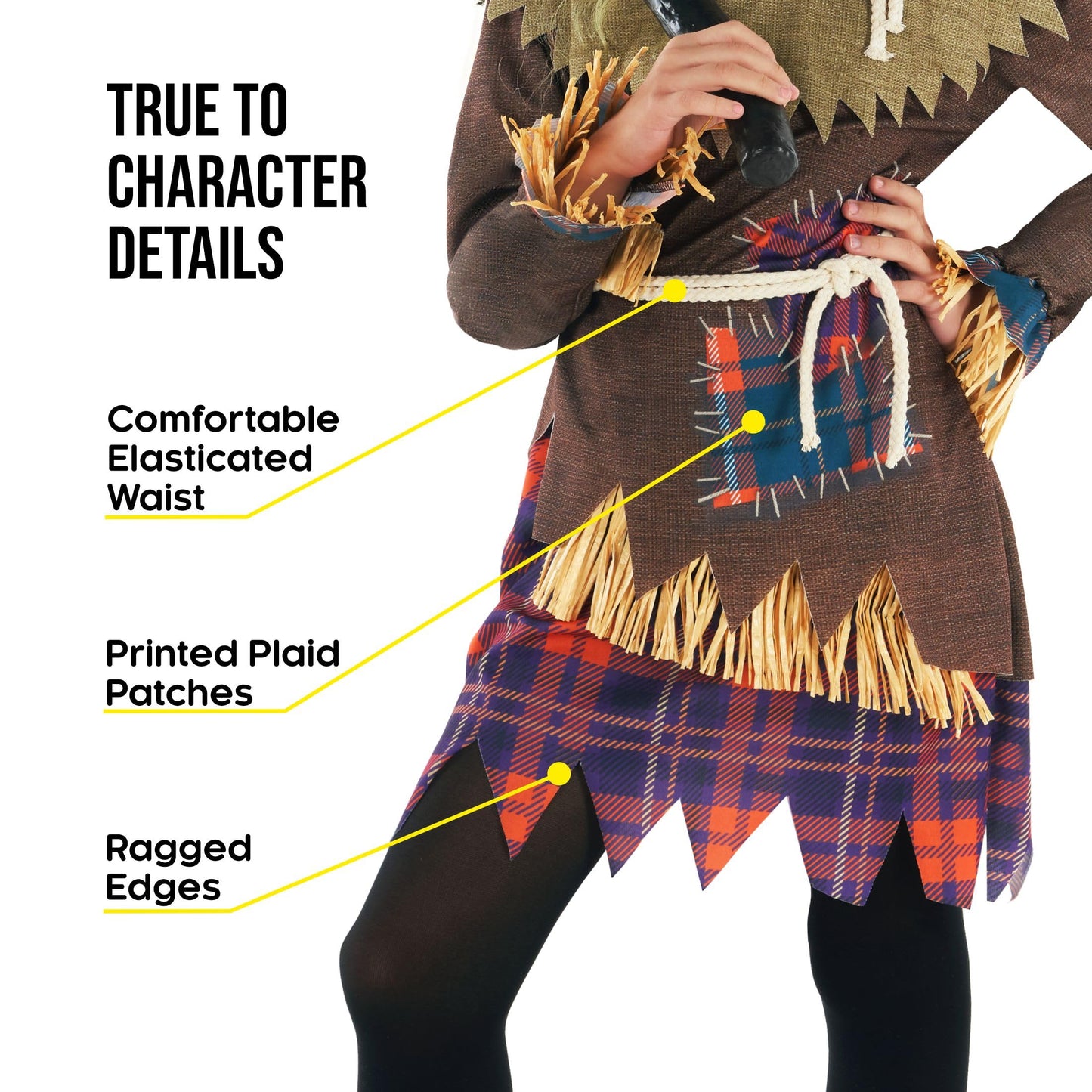 Morph Kids Scarecrow Costume For Girls - Scarecrow Costume Kids Girls - Little Girls Scarecrow Costume - Girls Creepy Scarecrow Costume M
