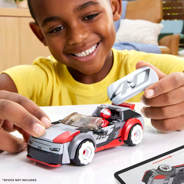 Mega Hot Wheels Building Toy Race Car Playset, Audi Rs 6 Gto Concept With 77 Pieces, 1 Micro Action Figure Driver, Grey, Kids Age 5+ Years