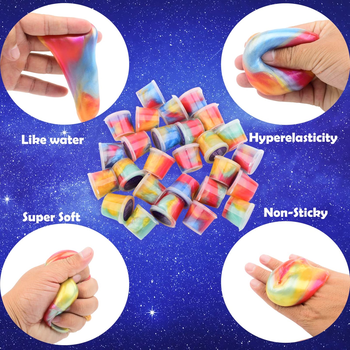 24 Pieces Galaxy Slime,Mini Slime Party Favors For Kids, Non-Sticky,Great Sludge Toys For Girls And Boys,Party Favors For Kids 4