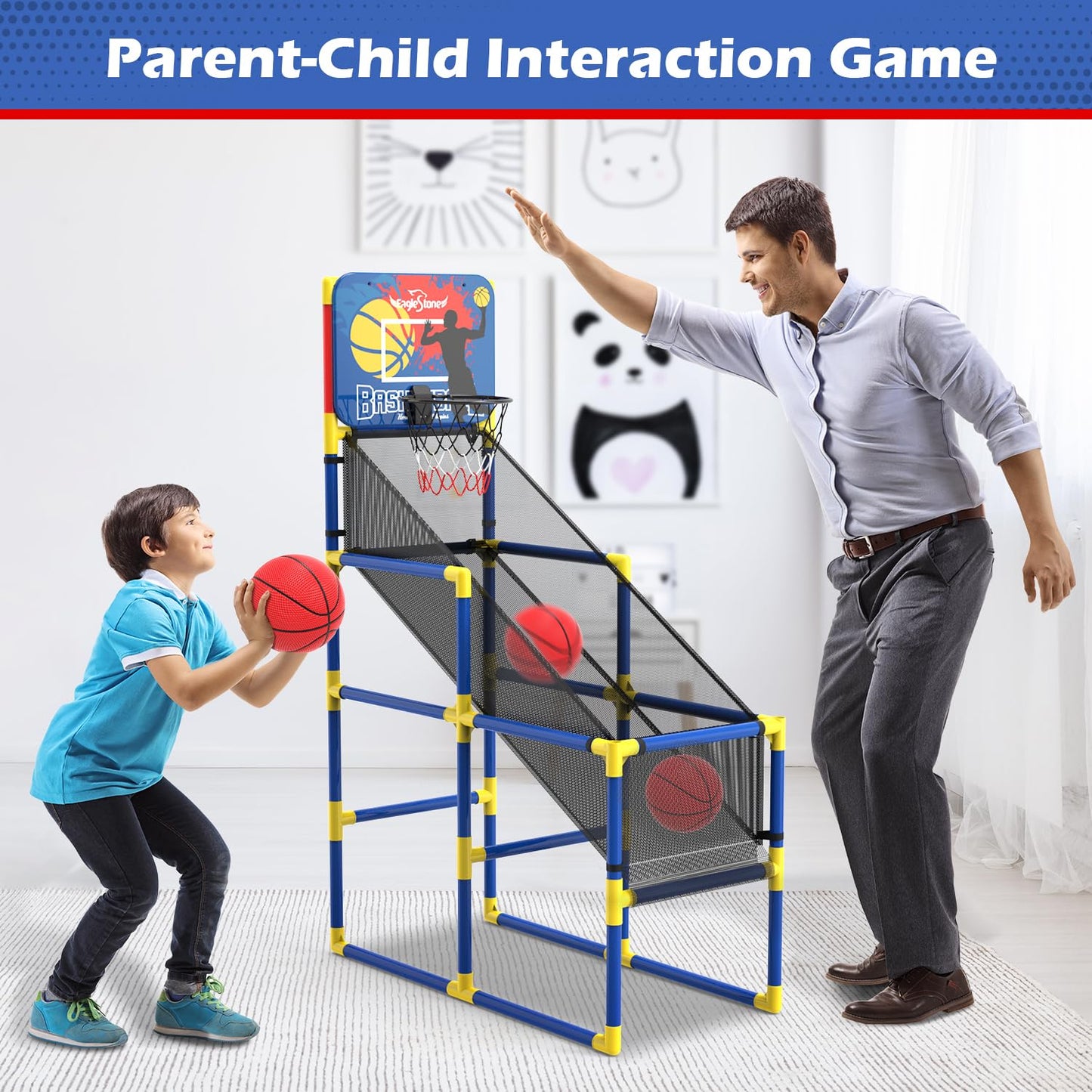 Kids Basketball Hoop Arcade Game W/Electronic Scoreboard Cheer Sound, Basketball Hoop Indoor Outdoor W/4 Balls, Basketball Game Toys Gifts For Kids 3-6 5-7 8-12 Toddlers Boys Girls