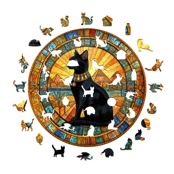 KAAYEE Wooden Puzzles for mature-themeds 200 Pieces Egyptian Cat Wooden Jigsaw Puzzles Cat Wood Puzzle Gifts for Mother 's Day mature-themeds Kids Animal Puzzle(11.4 * 11.4in)