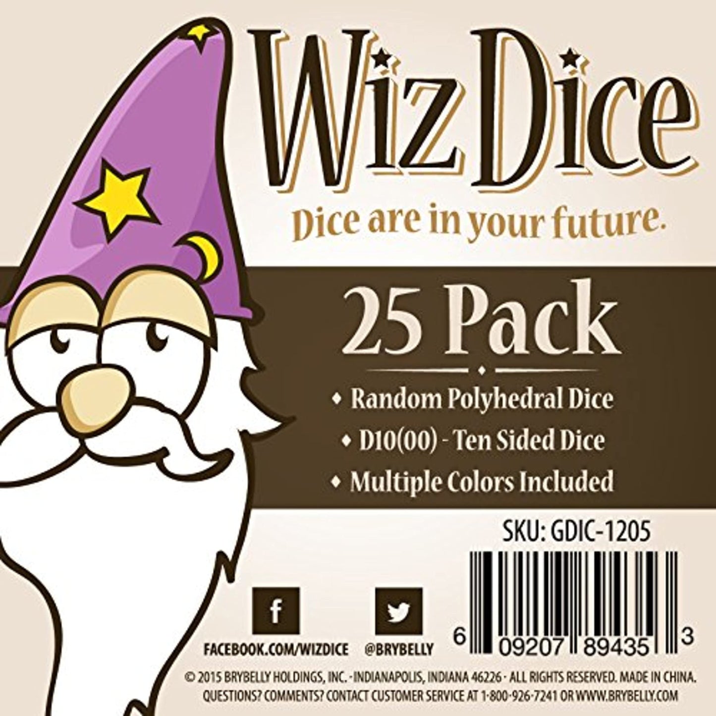 Wiz Dice Bulk Random Polyhedral Dice (D10(00) - 25 Pack) - Polyhedral Role Playing Dice in Unique Colors - DND Accessories for T