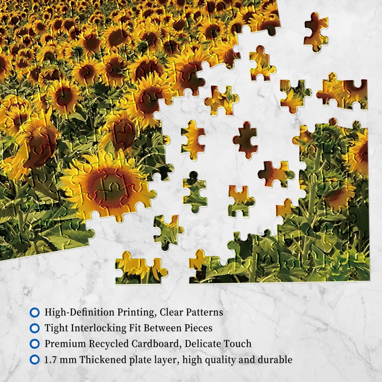 1000 Pieces Puzzles for mature-themeds Sunflower Jigsaw Puzzle 1000 Piece Sunflower Fields Puzzles for mature-themed 1000 Pieces Jigsaw Puzzle for mature-themeds Seniors Teens Challenging Puzzle Gift