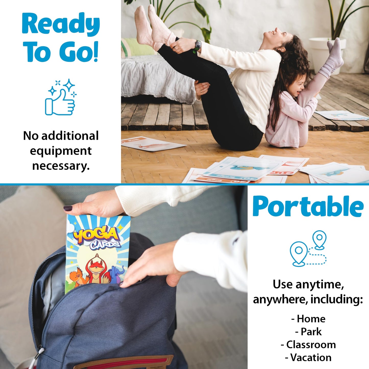 Yoga Pose and Breathing Exercise Cards for Kids - Promote Mindfulness Meditation and Self Care for Children - Fun Preschool Game with Easy to Read Steps - Teach Kids Mindfulness Tools Through Yoga