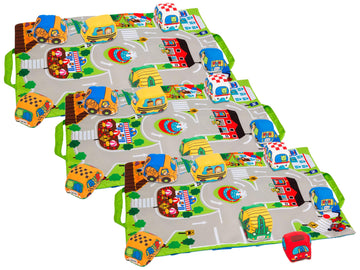 Melissa & Doug Take-Along Town Play Mat (19.25 x 14.25 inches) with 9 Soft Vehicles - with Storage Bag, Toy Vehicle Play Sets fo