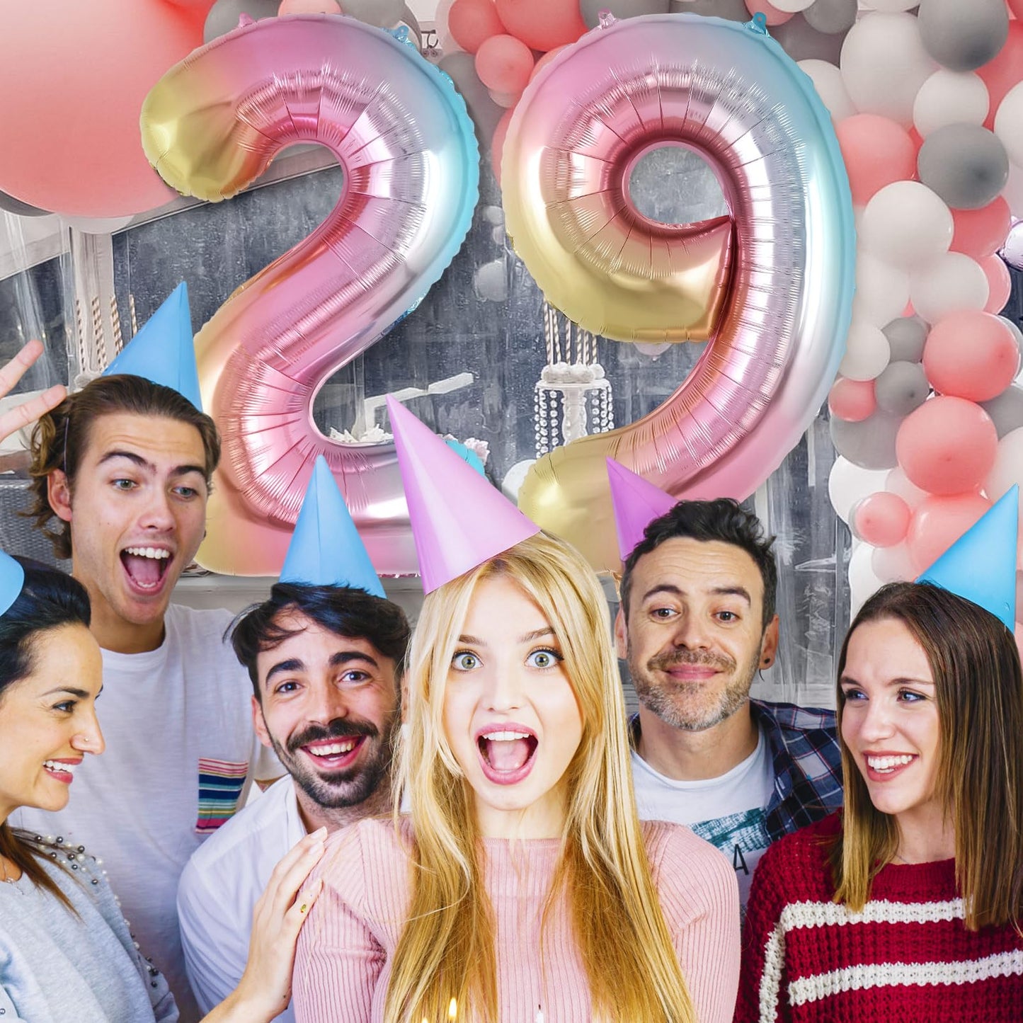 Rainbow Gradient Number 9 Balloon, 40 Inch Big Large Foil Number Balloons, Jumbo Mylar Number 9 Balloons For 9 Year Old Birthday