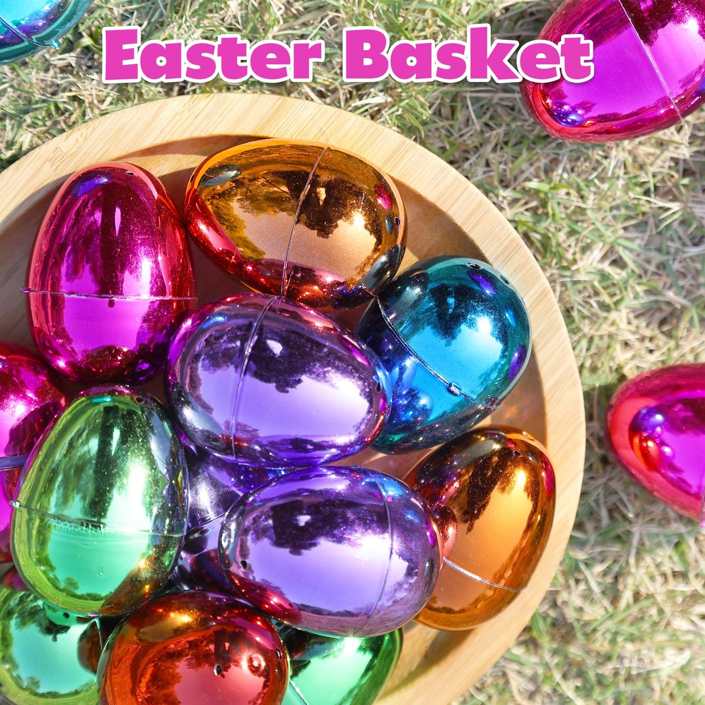 Skirfy Fillable Easter Eggs 2.36'' Inch (36 Pack) With Hinge Bulk Colorful Bright Plastic Easter Eggs, Perfect For Easter Egg Hu