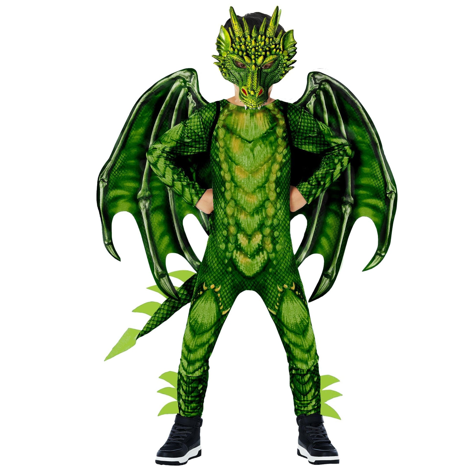 Morph Green Dragon Costume for Kids, Dragon Wing Costumes for Boys, Halloween Costumes Kids, Boys Halloween Costume, Medium