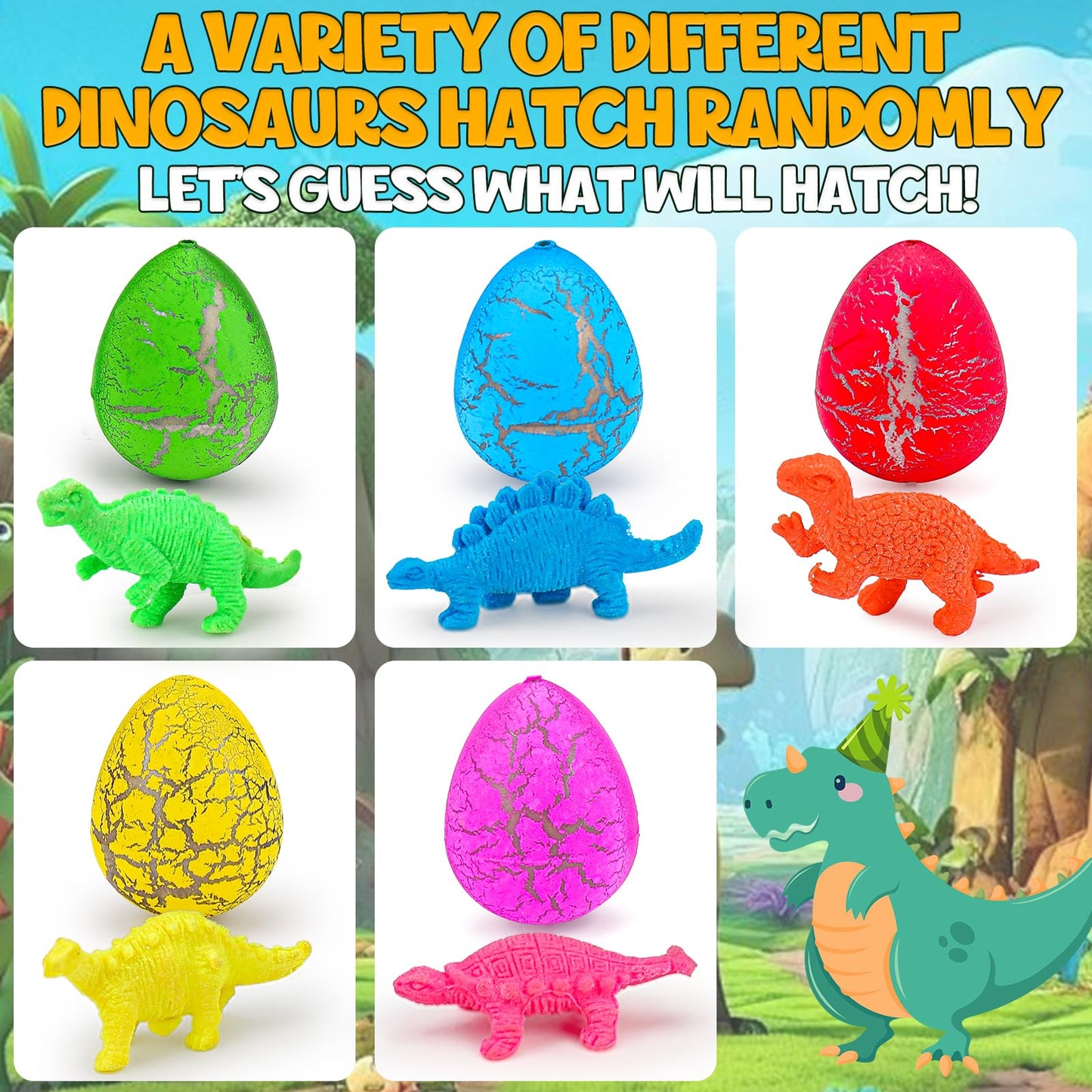 30Pcs Large Hatching Dinosaur Eggs For Dinosaur Birthday Party Favors For Kids 3-5 4-8 Easter Goodie Bag Stuffers Classroom Prizes Bulk Treat Stuff Novelty Grow In Water Dino Eggs With Toys Inside