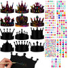 Yinder 130 Pcs Halloween Kids Party Favors DIY Crafts Crowns Set 48 Pcs Scratch Paper Crowns Headband Hats 24 Pcs Wooden Styluse