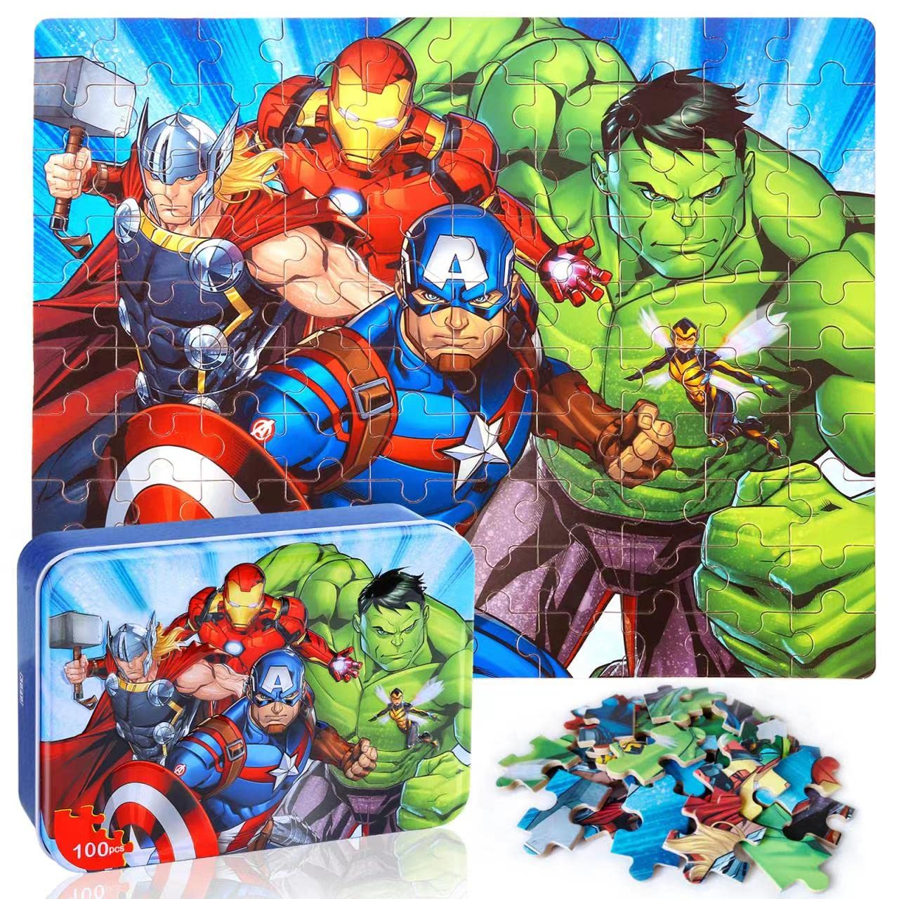 Lelemon Puzzles For Kids Ages 4-8,100 Piece Puzzles For Kids In A Metal Box, Educational Kids Puzzles Jigsaw Puzzles 100 Piece P