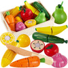 HERSITY Wooden Play Food Set Cutting Fruits and Veggies Toys for Toddlers 1-3, Pretend Play Kitchen Accessories Montessori Educa