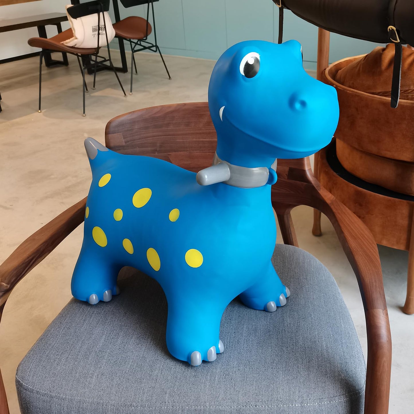 HotMax Inflatable Bouncy Horse Toy for Kids, Medium Blue Dinosaur, PVC, Model TTMLSKL23, Ideal for Toddlers Ages 18 Months to 4 Years