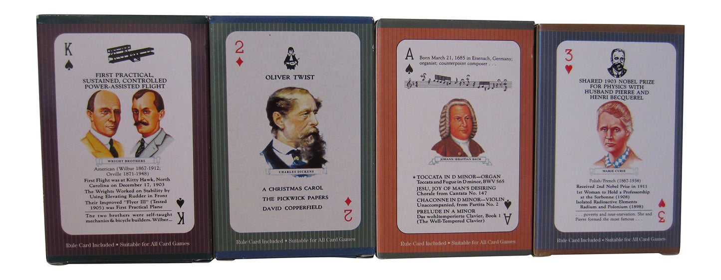 US Games Educational Playing Card Games Bundle - 4 Multicolor Cards: Inventors, Composers, Scientists & Authors