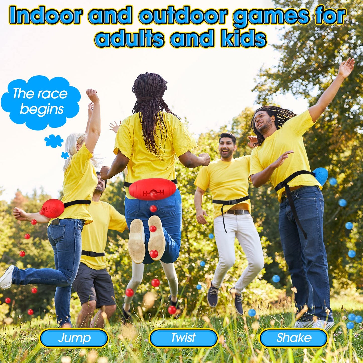 Sratte 4 Pack Shaking Swing Balls Party Games For Kids Age 14+ Years Old, Indoor Outdoor Games For Adults And Family, Easter Camping Yard Beach Games Party Playset, With 48 Pcs Balls And 108 Stickers
