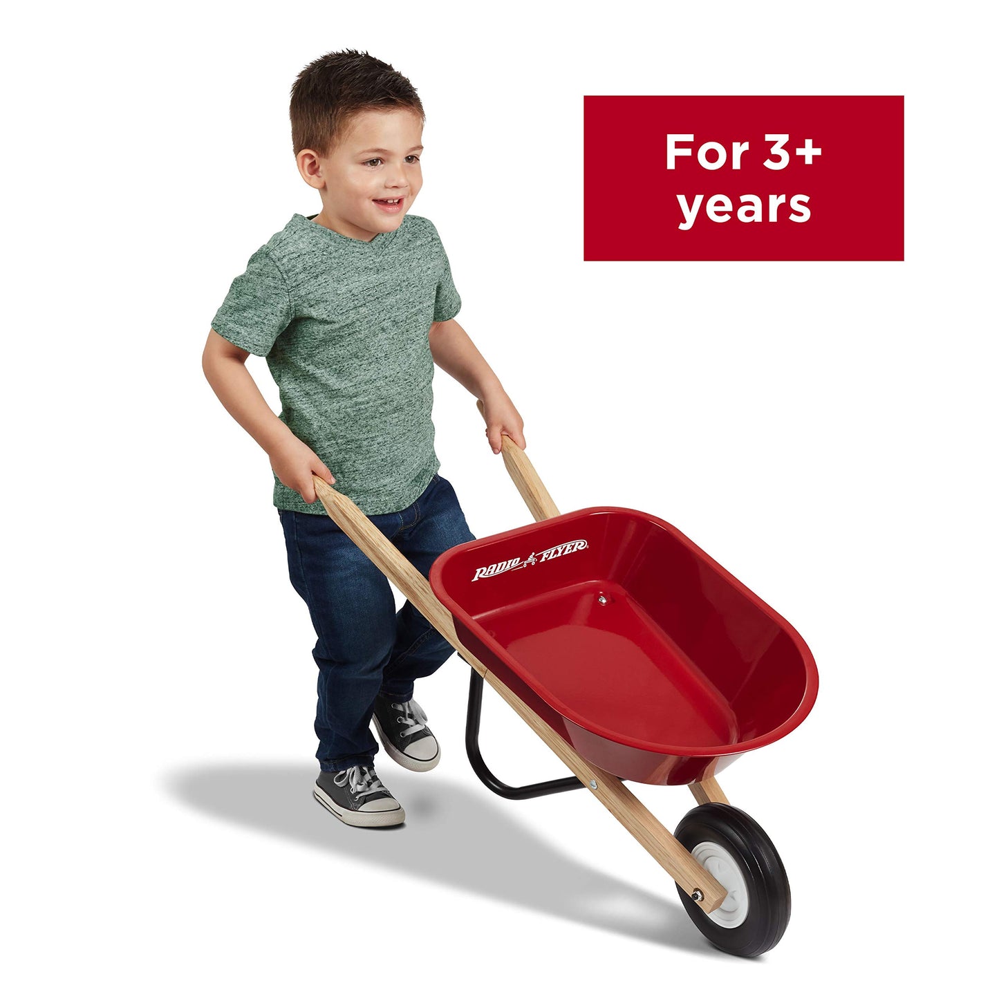 Radio Flyer Kid's Wheelbarrow, Red Wooden Toy, Steel Tray, Model W40Z, 1 Size