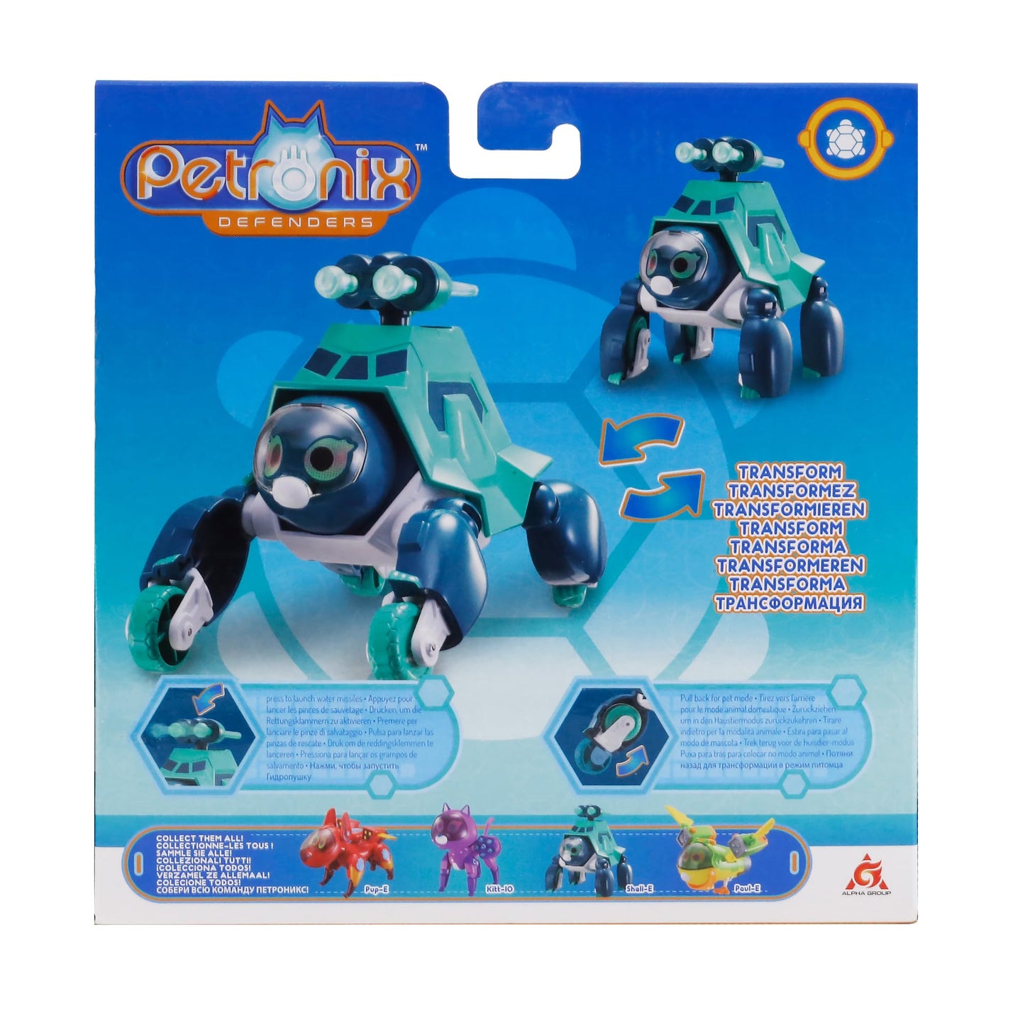 Alpha Group Petronix Defenders Max Mode Pet Shell-E, Little Green Turtle Figures, With Moveable Joints Kids Toys For Boys And Gi