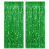 2 Pack 3.2ft x 8.2ft Green Foil Fringe Curtain, Metallic Tinsel Foil Fringe Rain Curtain Streamers Photo Backdrop for St Patrick