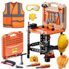 Magic4U Kids Tool Bench Set, 95PCS with Electronic Drill, Safety Vest & Hat, Pretend Play, Orange, Ages 3-8