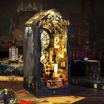 Losbenco Book Nook Kit, Diy Dollhouse Booknook Bookshelf Insert Decor Alley, Diy Book Nook Miniature Kit With Lights, 3D Wooden
