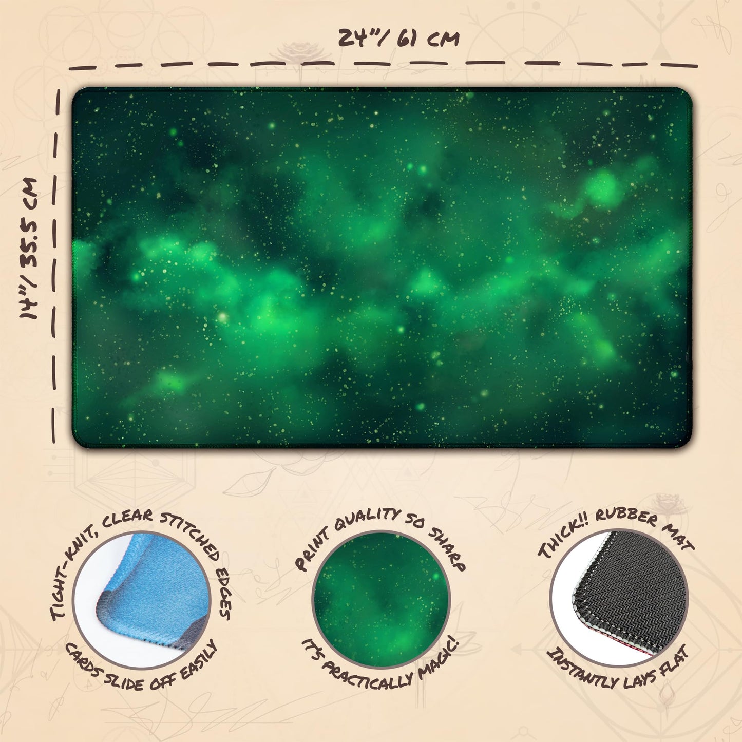 Paramint Cosmic Green (Stitched) - MTG Playmat - Compatible with Magic The Gathering Playmat - Play MTG, YuGiOh, TCG - Original