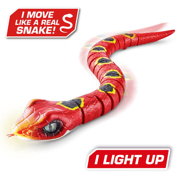 Robo Alive Slithering Snake Series 3 Red By Zuru Battery-Powered Robotic Light Up Reptile Toy That Moves (Red), Multi-Color, 7150A