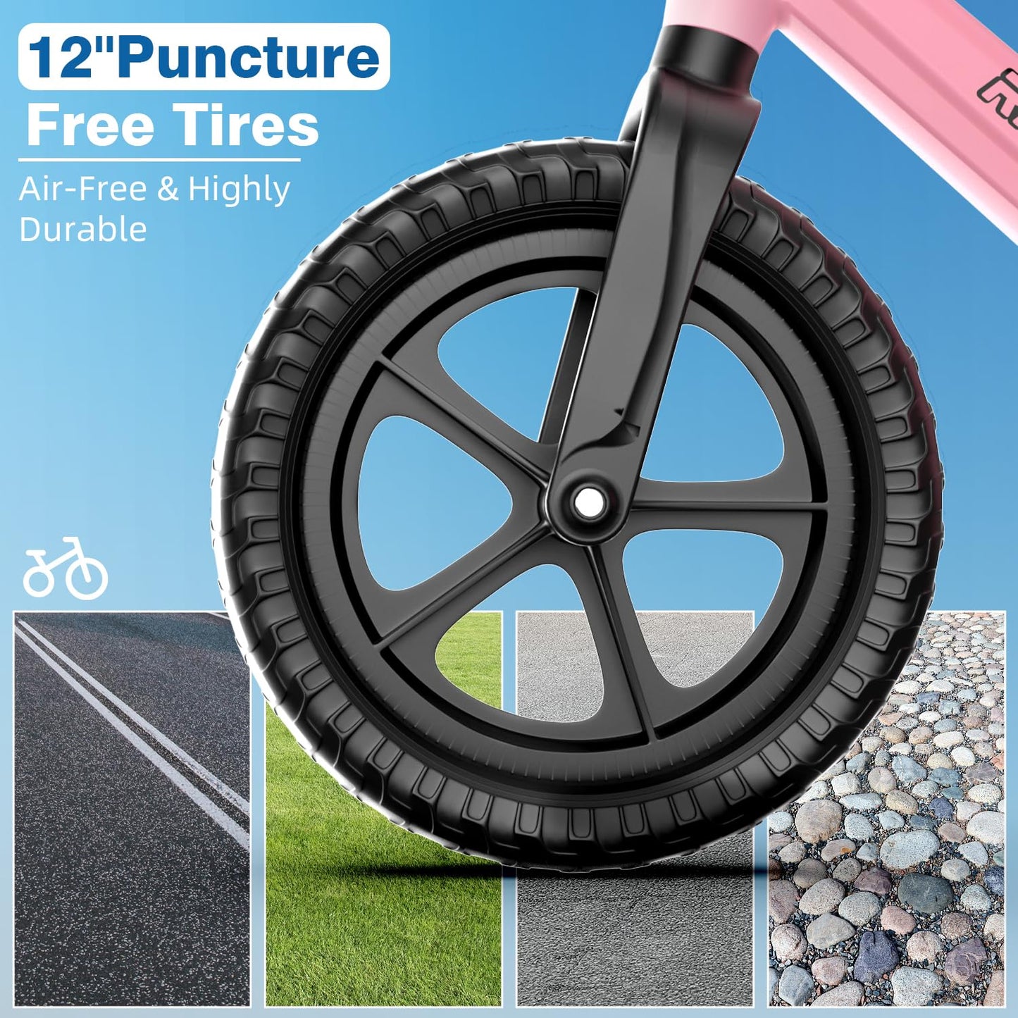 Ridego 12Inch Toddler Balance Bike 3 Year Old,Lightweight Push Bicycle With Inflatable Rubber Tires,Kids Bike For 2-4 Year Old B