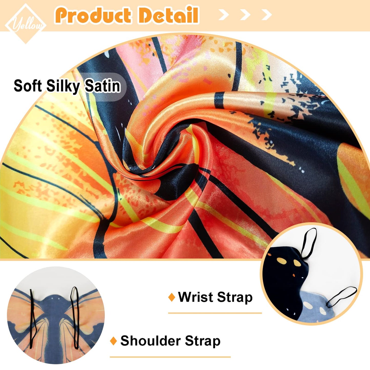 Irolehome Monarch Butterfly-Wings For Kids Girls Princess Dress-Up Fairy Costume For Toddler Big Sister Gifts Dance Party Toy