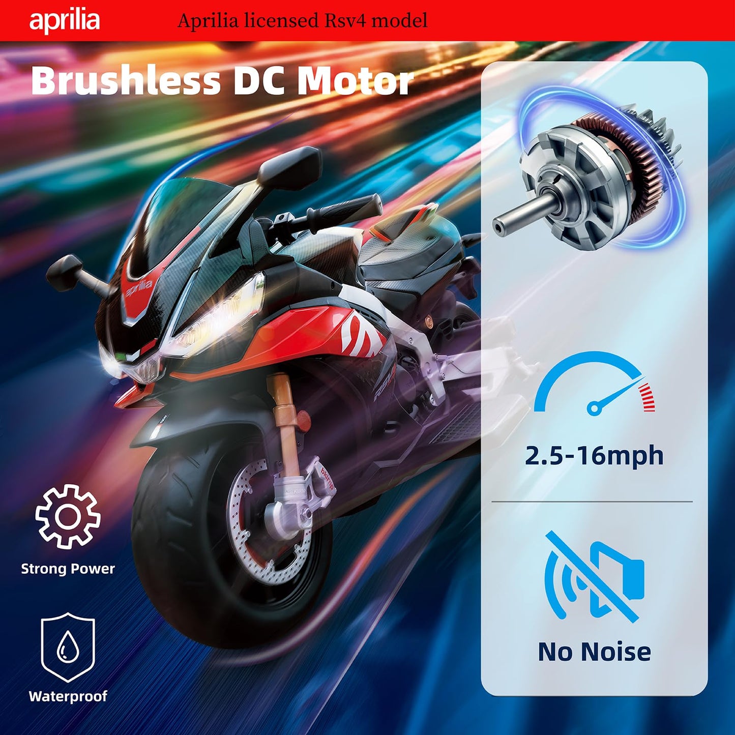 Tcaraiwen Aprilia Licensed 24V Kids Electric Motorcycle,Ride-On Motorcycle Speed Up To 10Mph With Side Wheels, Key Switch And Mp