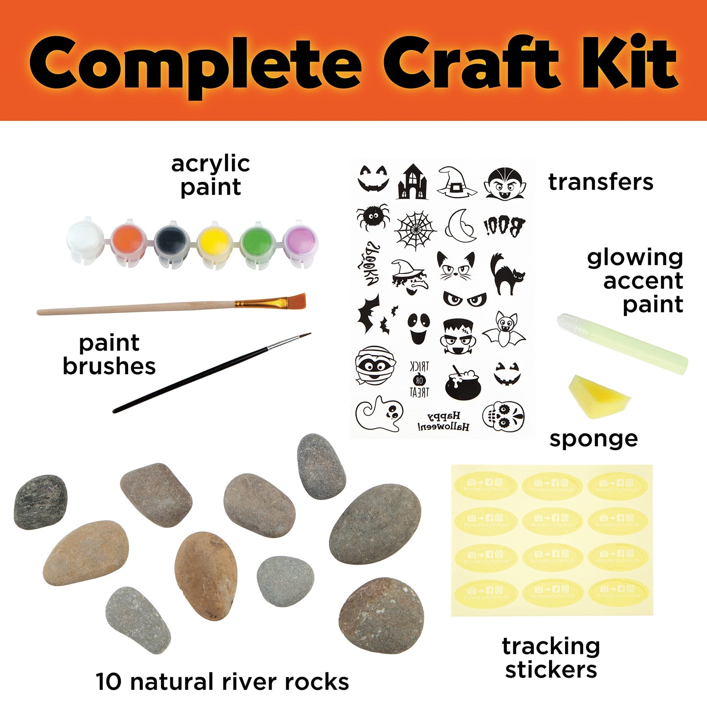 Creativity For Kids Hide And Seek Halloween Rock Painting Kit - Halloween Crafts For Kids Ages 6-8 For Kids, Kids Crafts