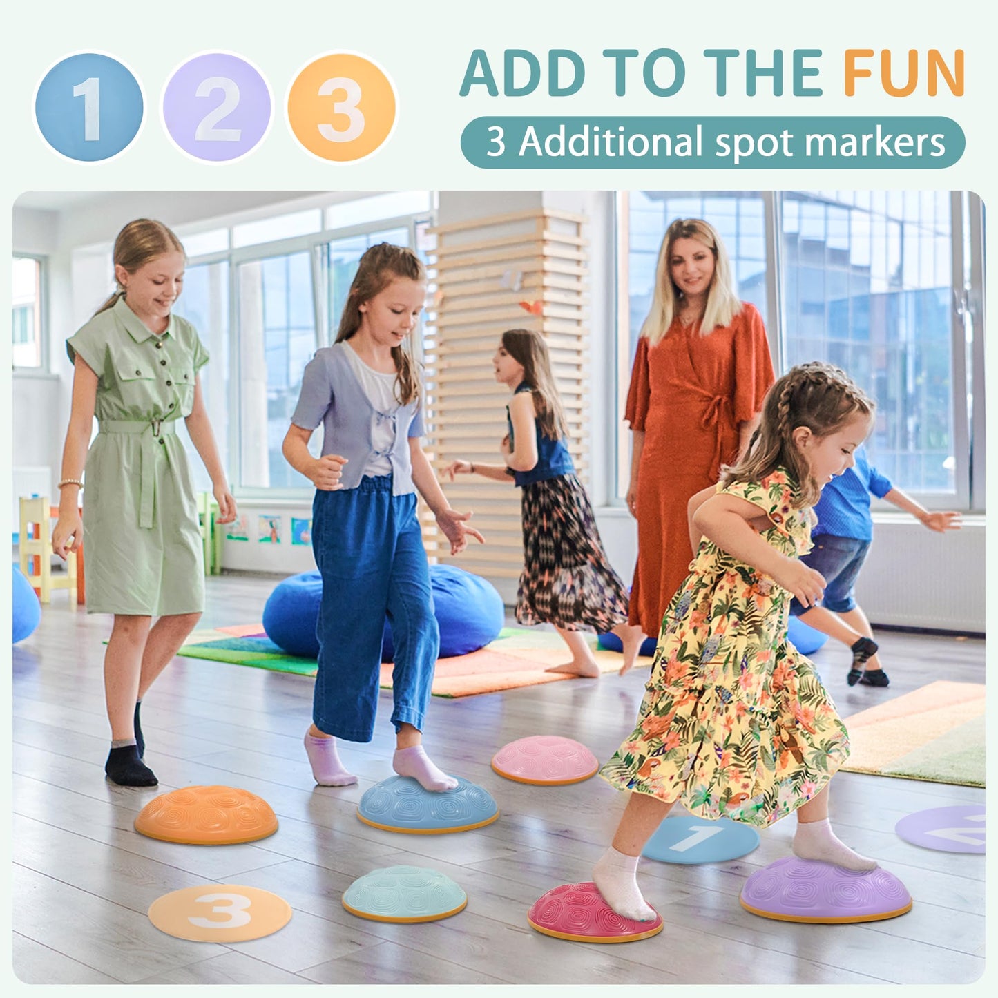 Outree Stepping Stones For Kids, 6 Pcs Balance Training And Sensory Coordination Turtle Stepping Stones For Obstacle Course,Non-