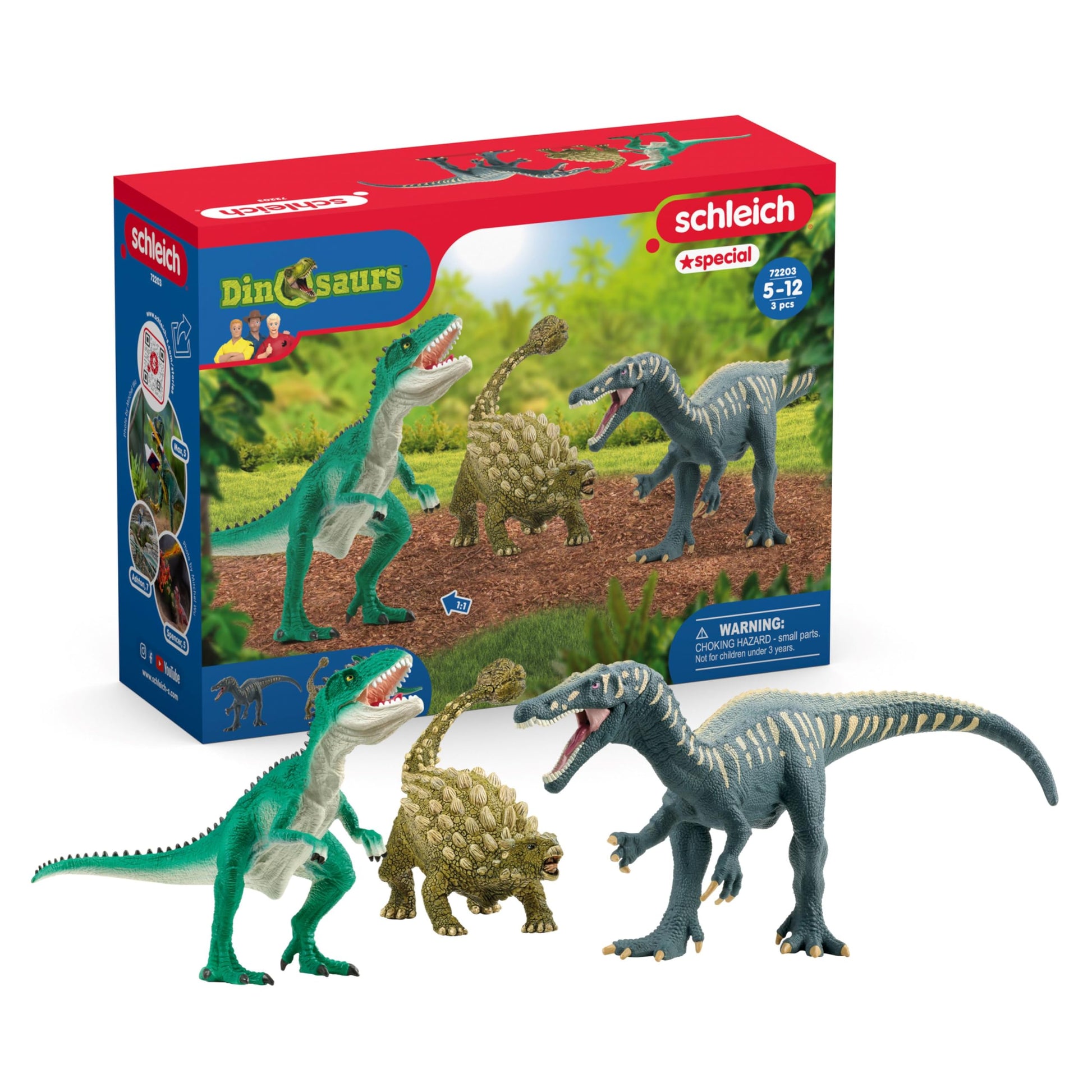 Schleich Dinosaurs - Attack of The Dinosaurs Trio Playset - Dinosaur Toys for Boys and Girls - Dino Figurines for Kids Ages 5+