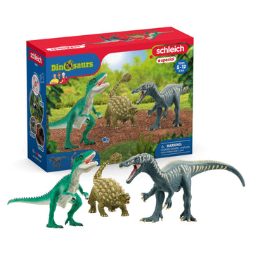 Schleich Dinosaurs - Attack of The Dinosaurs Trio Playset - Dinosaur Toys for Boys and Girls - Dino Figurines for Kids Ages 5+