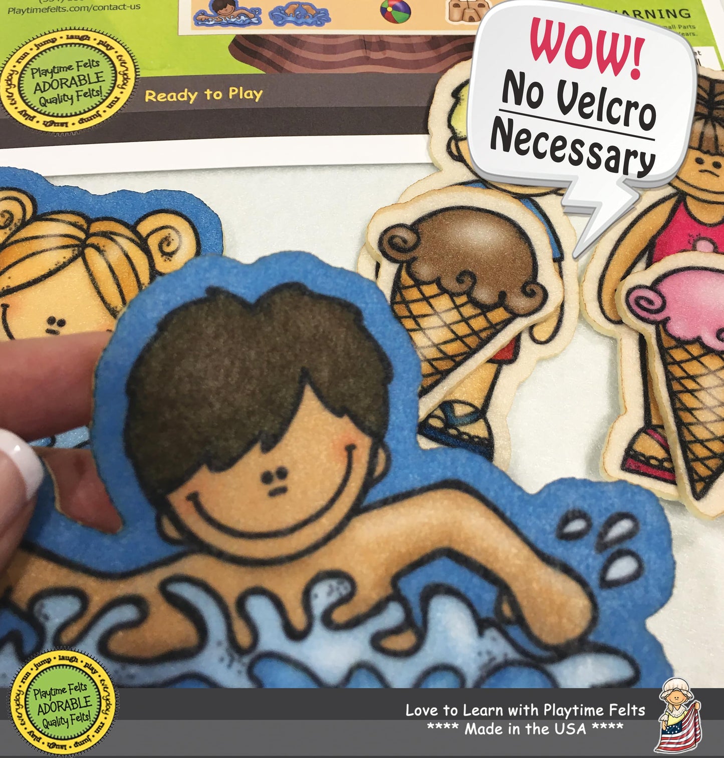 Summer Time Fun Felt Set | PRECUT & Ready to Play Felt Story Pieces for Flannel Board Teaching - Adorable Felt Characters by Pla