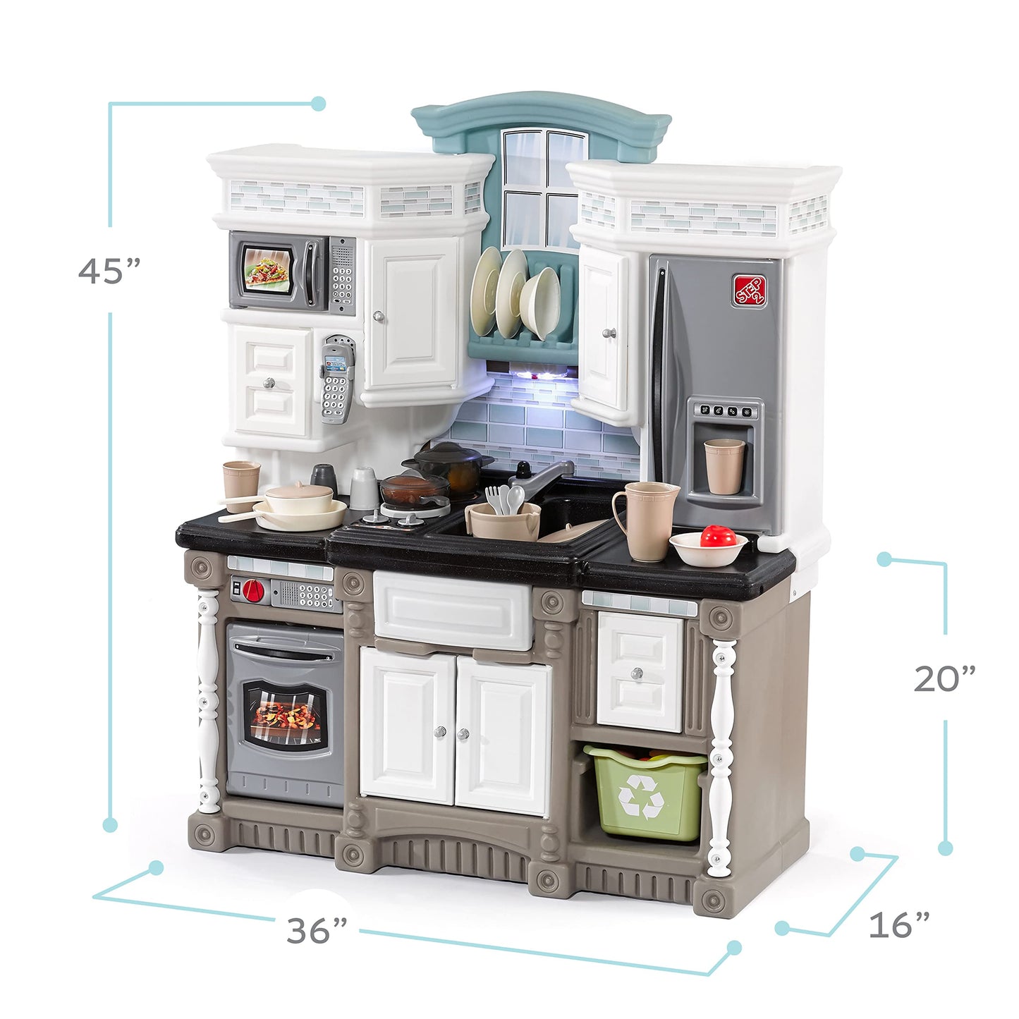 Step2 Lifestyle Dream Kids Kitchen Playset, Indoor/Outdoor Kitchenette, Interactive Play with Lights and Sounds, Made of Durable