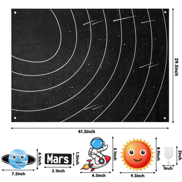 WATINC 44Pcs Outer Space Felt Story Board Set 3.5 Ft Solar System Universe Storytelling Flannel Interactive Play Kit with Hooks