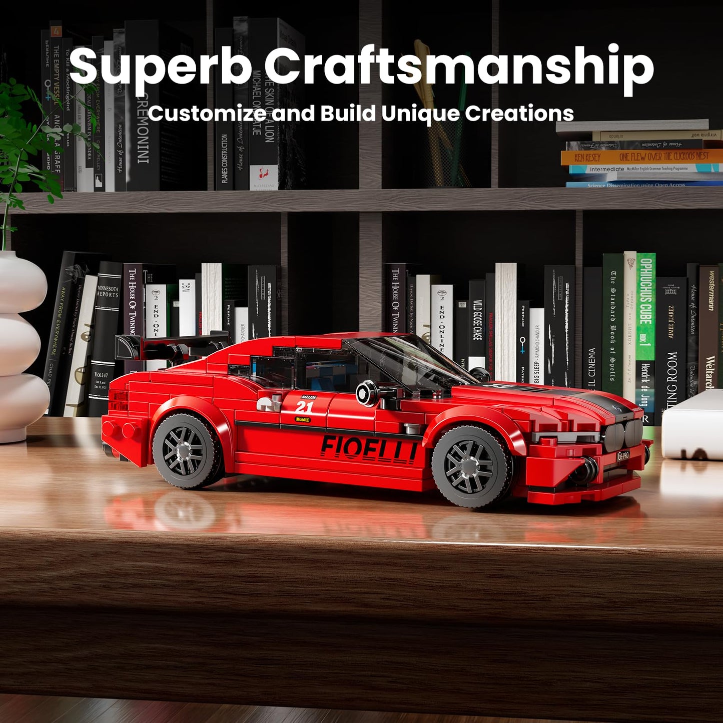 Mould King Speed Champion M8 Racing Car Building Kit with Acrylic Display Case 27072 Collectible Model Car Kits Building Blocks Kit Racing Toy Cars for mature-themed Kids 8+(481 PCS)