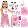 Ebuddy 18 Inch Doll Clothes And Accessories-Fashion Fringe Dress With Travel Suitcase Backpack Manicure Playset Including Tassel Dress Set, Suitcase, Backpack, Glasses, Shoes, Nail Kit(No Doll)