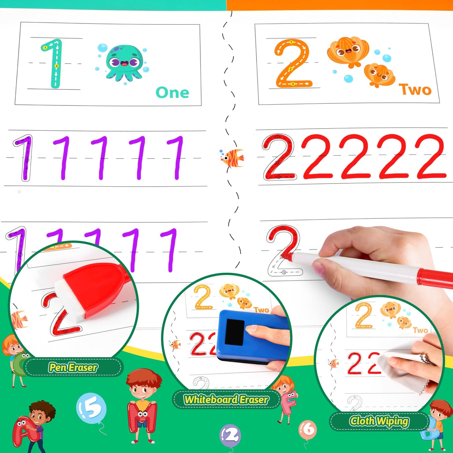 Toddler Preschool Learning Activities Handwriting Practice Book, 40 Pages Kindergarten Educational Workbooks, Autism Learning Re